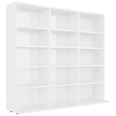 vidaXL CD Cabinet High Gloss White 40.2"x9.1"x35.2" Chipboard