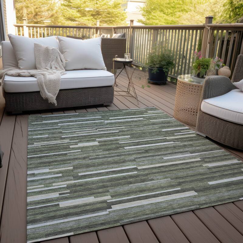 Machine Washable Indoor/ Outdoor Chantille Modern Stripes Rug