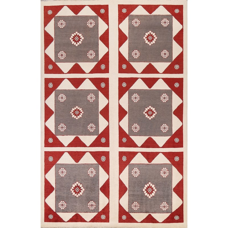 Geometric Gabbeh Kashkoli Wool Area Rug Handknotted Oriental Carpet