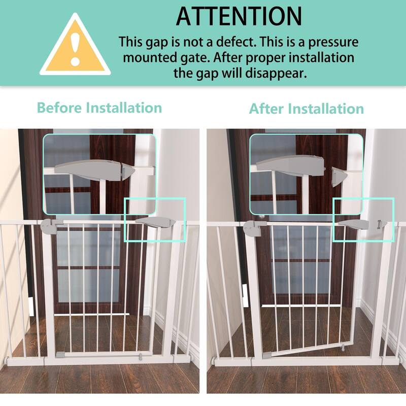 Anmytek Pressure Mounted Metal Safety Gate Auto Close White for Doorways Stairs Baby Pet 29 34 Inch Adjustable