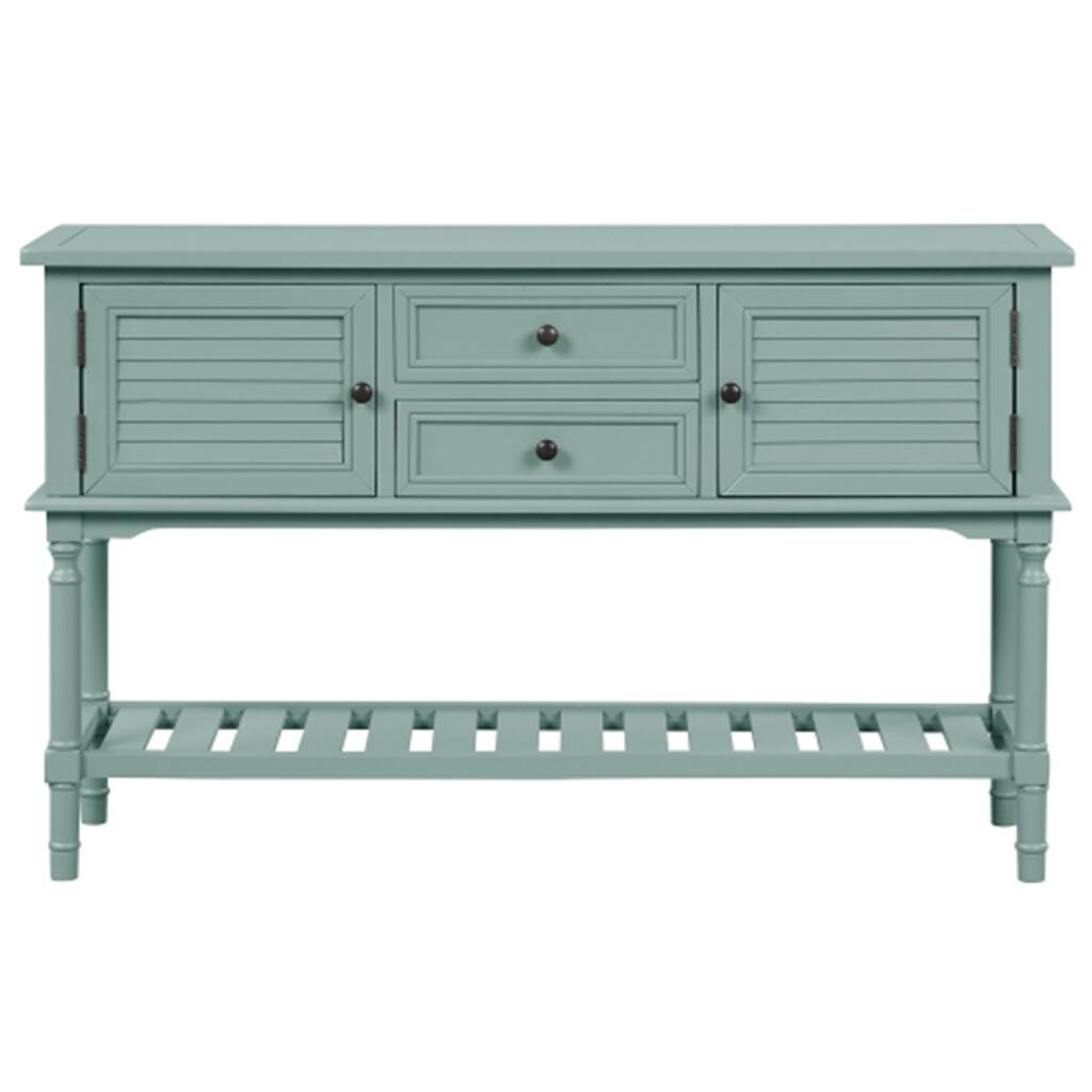 Console Table with 2 Drawers and 2 Shutter Doors, Green