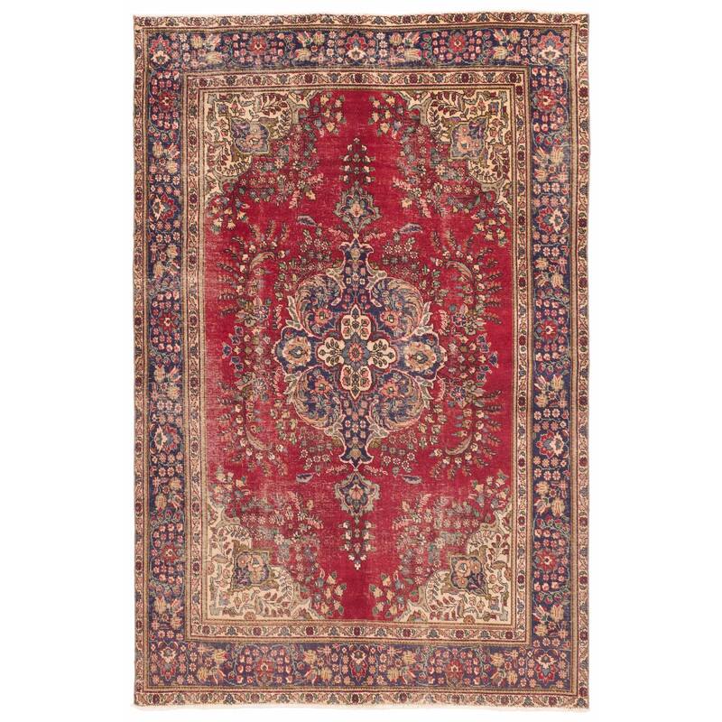 ECARPETGALLERY Hand-knotted Antalya Vintage Red Wool Rug - 6'5 x 9'9