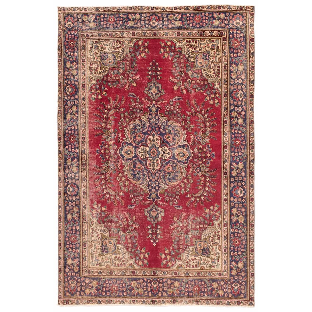ECARPETGALLERY Hand-knotted Antalya Vintage Red Wool Rug - 6'5 x 9'9
