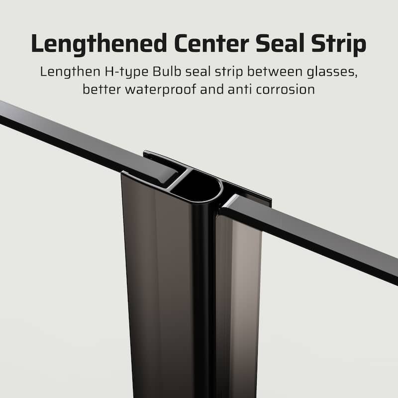 30"/32"/34" W x 72" H Frameless Folding Pivot Shower Door, 6mm Tempered Glass, Matte Black Bifold Bathroom Door