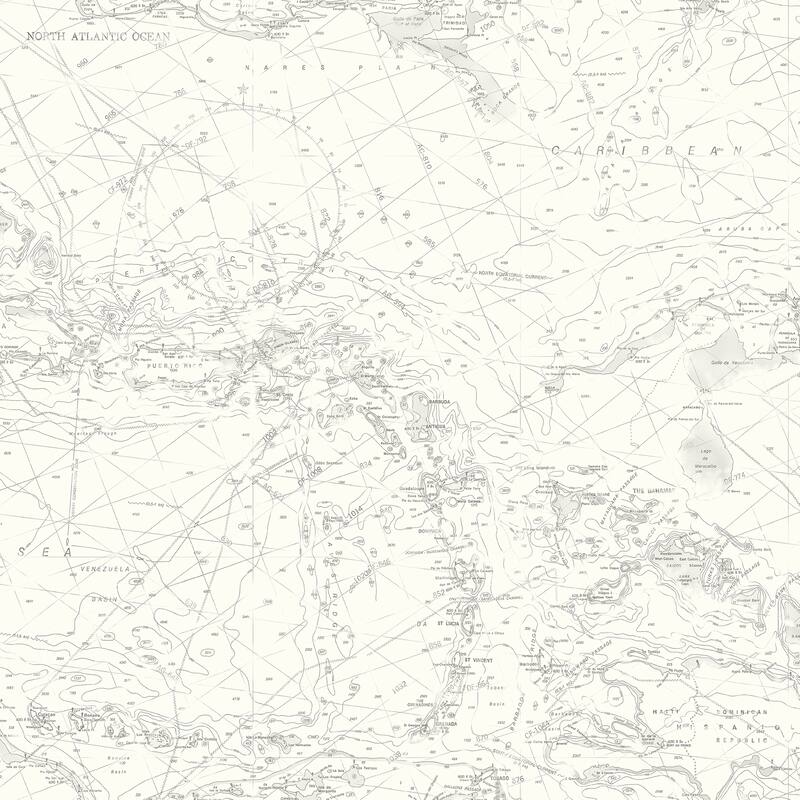 Geffen, Charts Black Map, 33' L X 20.5 W, Wallpaper Roll