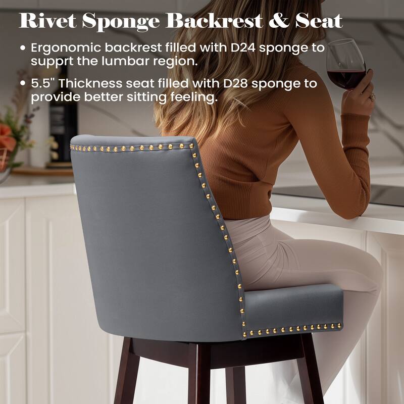 Crestlive Bar Stools Swivel Barstool with Back