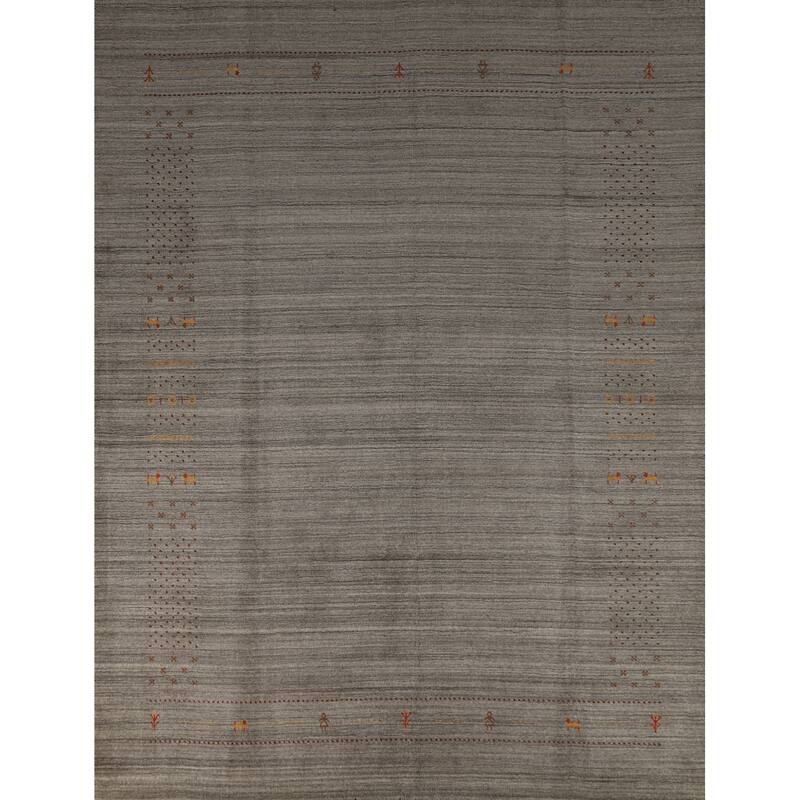 Hand Knotted Oriental 100% Wool Carpet Tribal Tribal Greys & Charcoal Gabbeh Area Rug - 9' 10'' X 7' 10''
