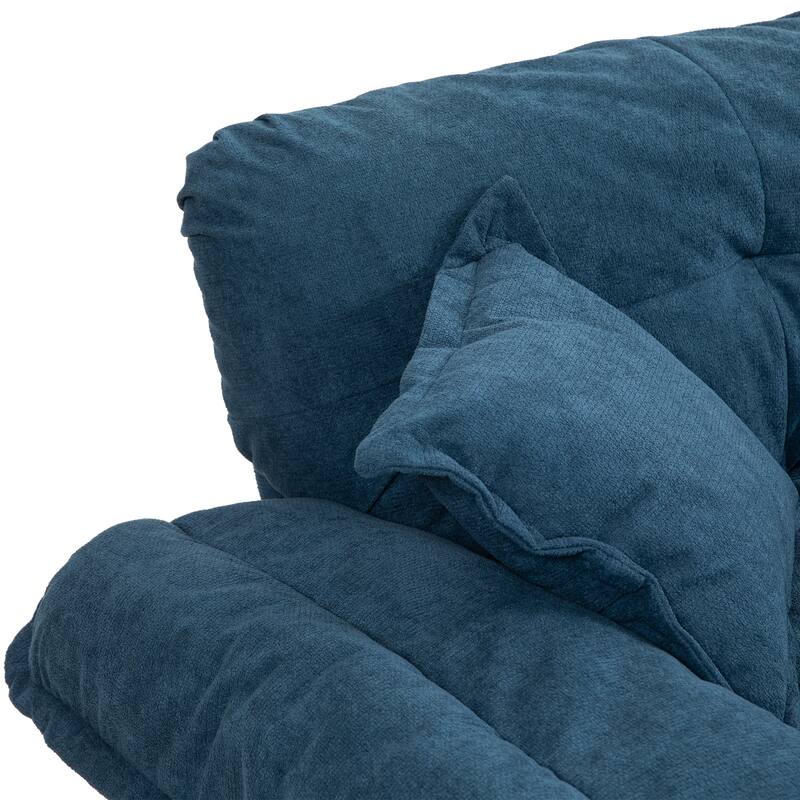 Luxurious 84" Chenille Fabric Recliner Sofa with Memory Foam and 2 Throw Pillows for Small Spaces