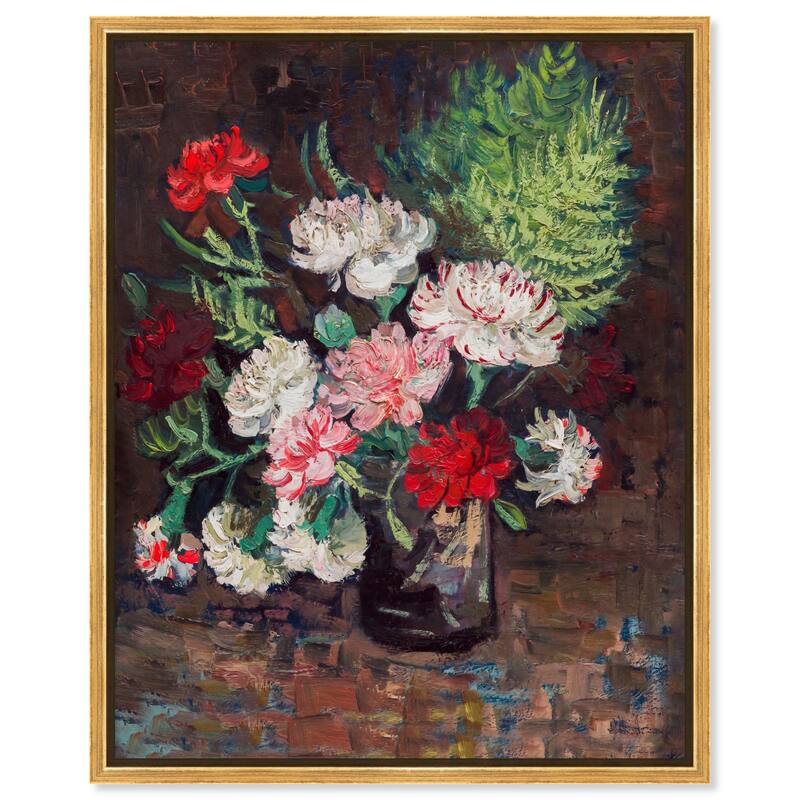 Vase with Carnations Canvas by Art Remedy - Gold - 20" x 24"