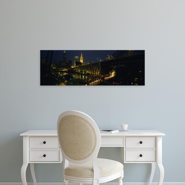 Easy Art Prints Panoramic Images's 'Arch bridge and buildings lit up at night, Cleveland, Ohio, USA' Canvas Art