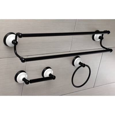 Kingston Brass Victorian 3-Piece Bathroom Accessory Set in Matte Black