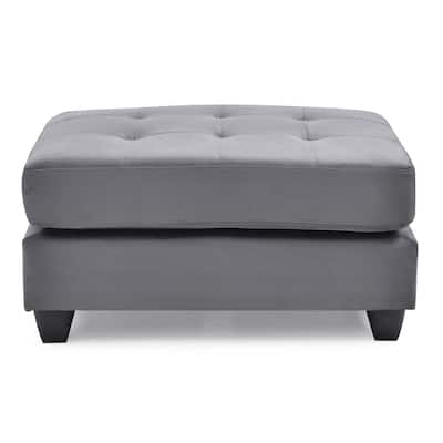 Upholstered Tufted Ottoman - 38" - Gray