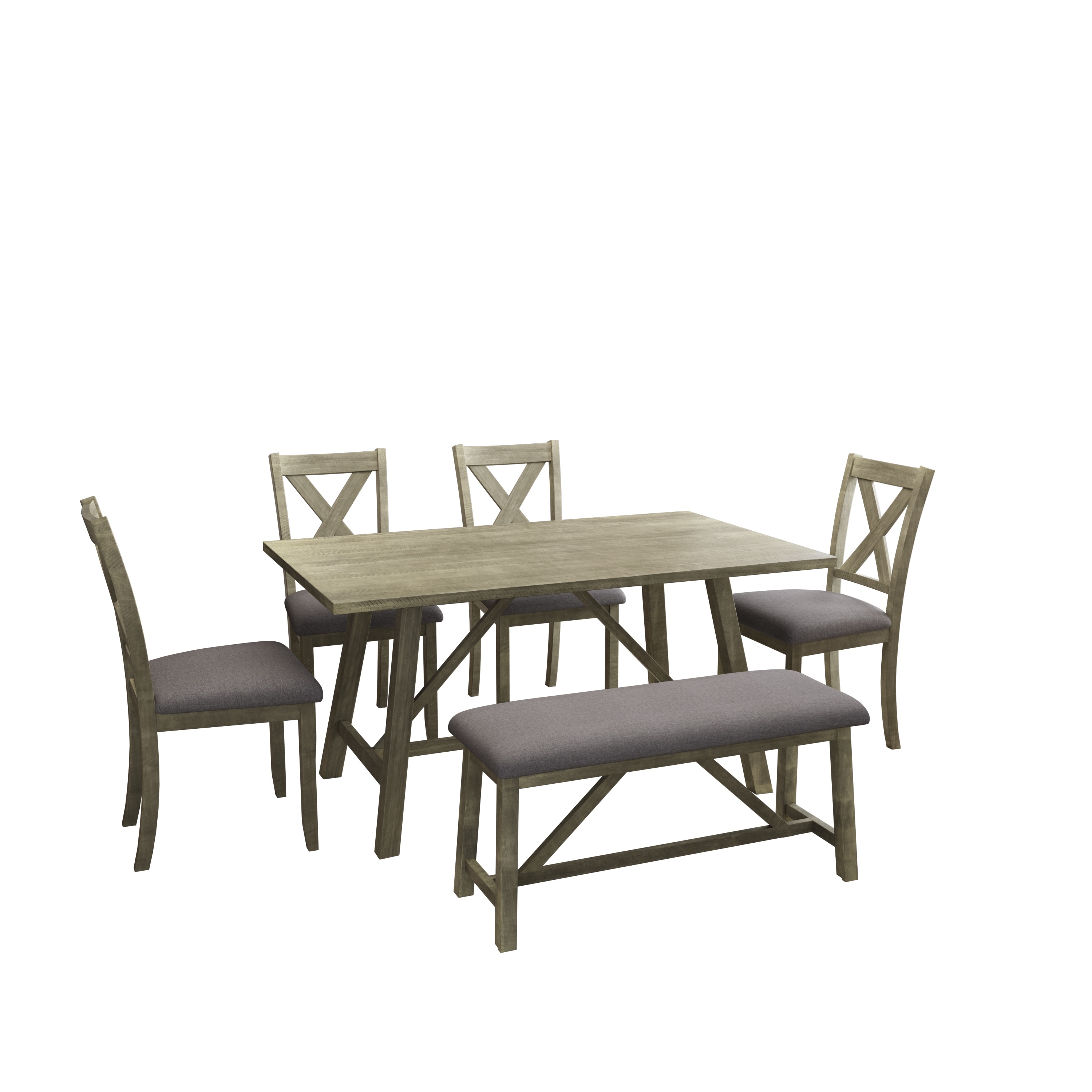 Aldwin dining table and 4 chairs and bench 2025 set