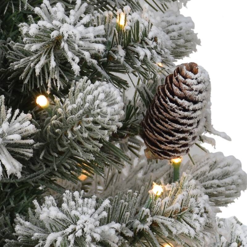 Puleo International Pre-Lit 2' Flocked Table Top Artificial Christmas Tree