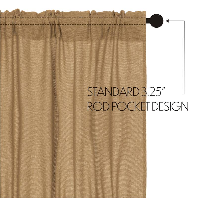 Farmhouse Curtains VHC Cotton Burlap Short Prairie Panel Pair Rod Pocket Cotton Solid Color - Prairie Panel 63x36