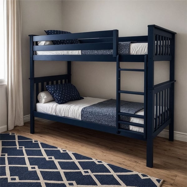 slide 2 of 28, Now Furniture Solid Wood Twin Over Twin Bunk Bed with Straight Ladder Blue