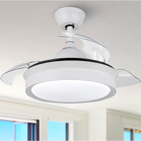 36" Dimmable Retractable Ceiling Fan with LED Light & Remote Control - 36