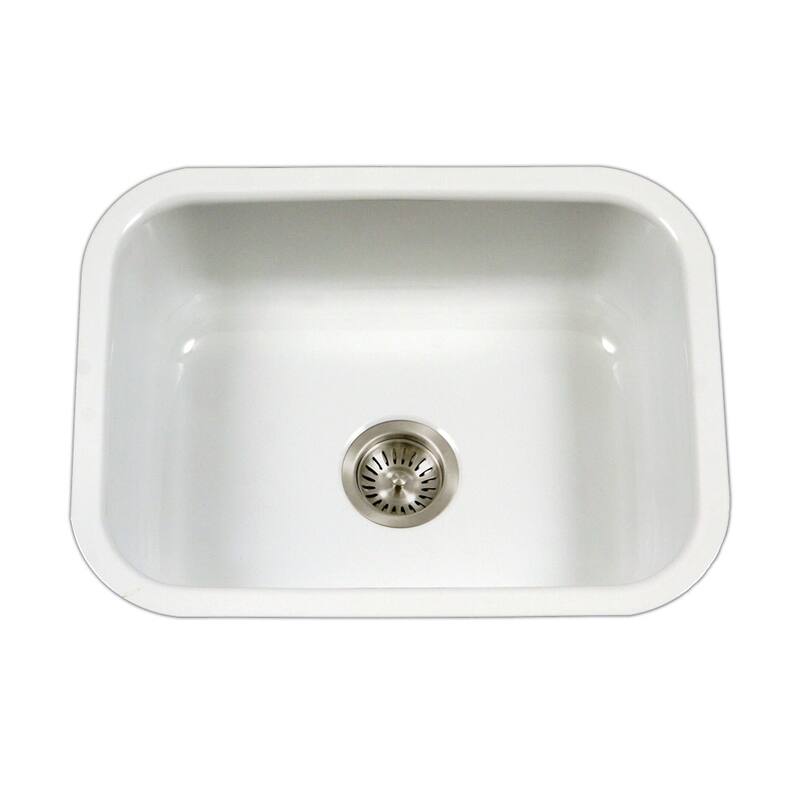 Houzer Porcela 22-3/4" Single Basin Undermount Porcelain Enameled - White