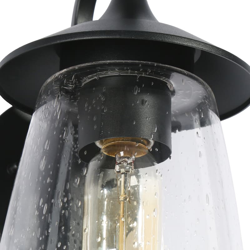 Farmhouse Black 1-Light Outdoor Wall Sconces Patio Glass Porch Lantern Light