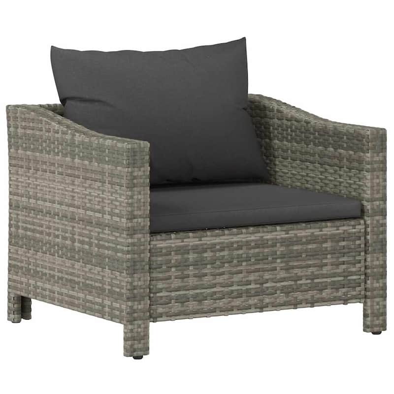 vidaXL 2-Seater Patio Sofa with Cushions Gray Poly Rattan