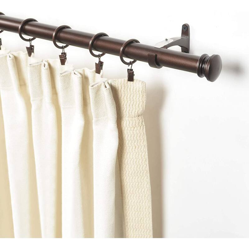 Deco Window 1 Inch Adjustable Curtain Rod for Windows & Doors Curtains with Endcap Round Finials & Brackets Set