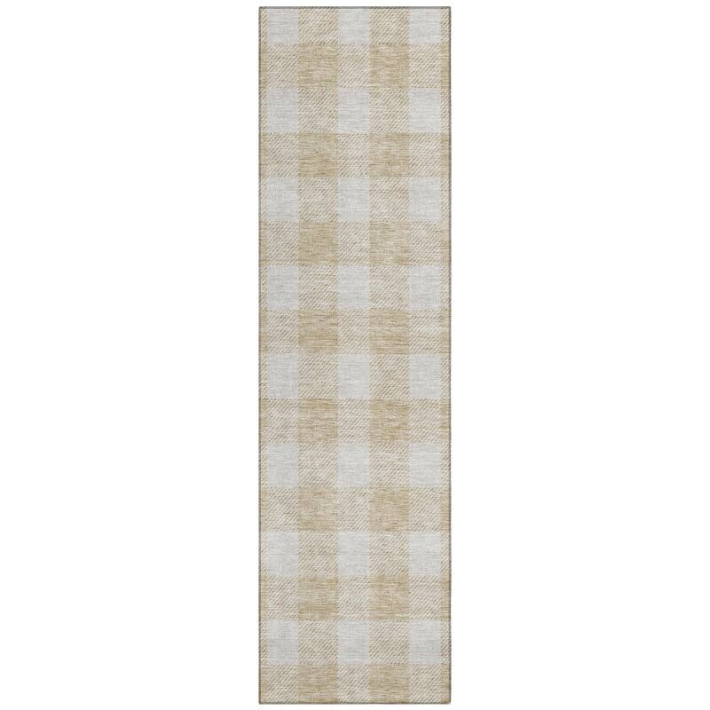 Machine Washable Indoor/ Outdoor Chantille Plaid Rug