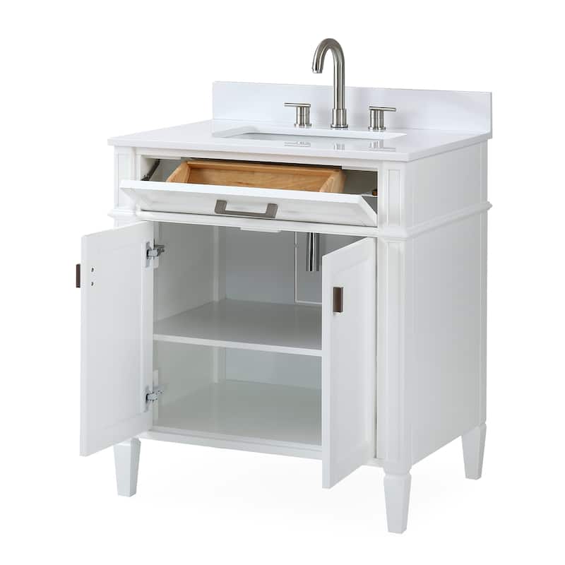 30 Inch Durand Modern Bathroom Sink Vanity with Stone Counter Top
