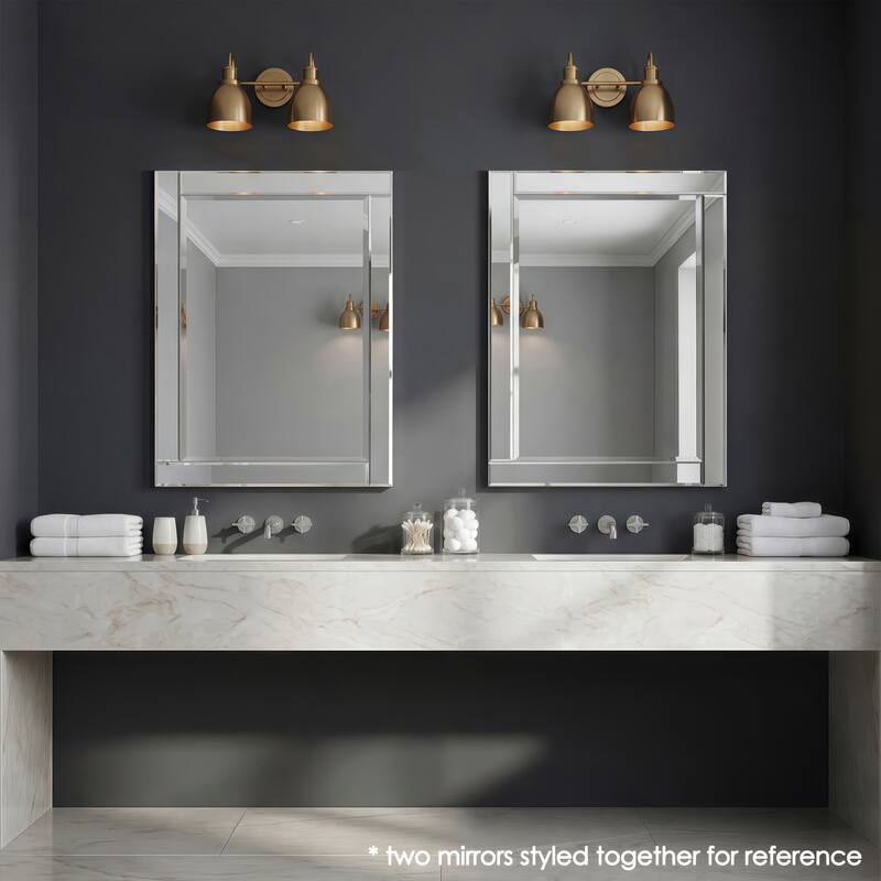 Beveled Rectangle 1"-Beveled Center Wall Mirror with Solid Wood Frame - Clear