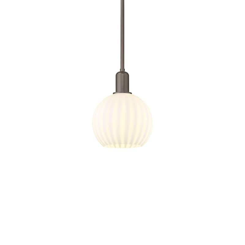 Innovations Lighting 716-1S-11-8 White Venetian Pendant White Venetian - Oil Rubbed Bronze / White Venetian