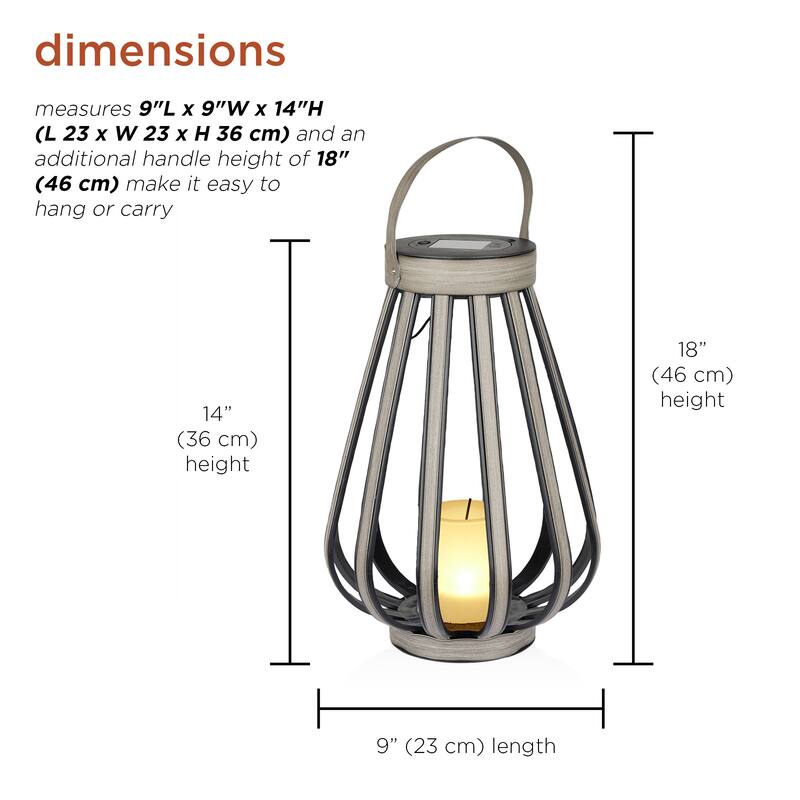 Solar Grey Decorative Plastic Lantern with LED