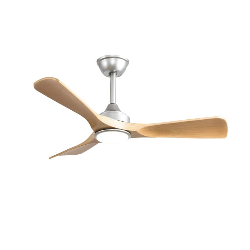 42-52Inch Ceiling Fan with Light: 3 Blade Outdoor Fans for Patios - Dimmable Indoor Fan with Remote APP Control - Wood - 42in