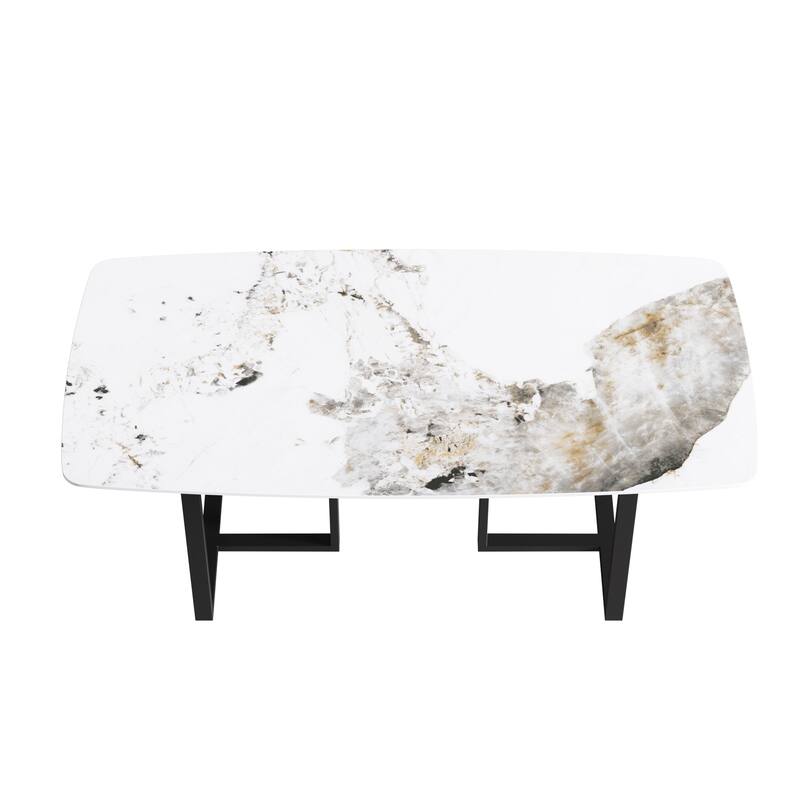 71'' Modern Artificial Marble Dining Table with Carbon Steel Base