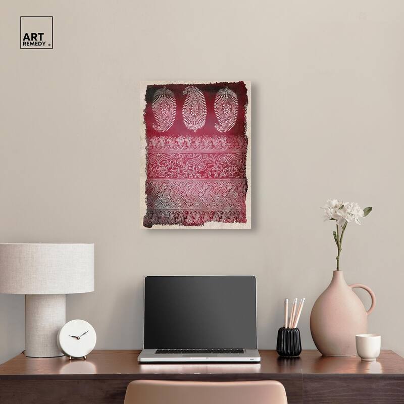 Burgundy Stamps Canvas by Art Remedy, Gallery Wrapped