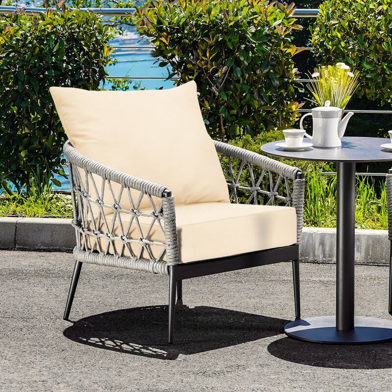 Gymax 2PCS Deep Seat Chair Cushion Pads Set Indoor/Outdoor w/ Rope