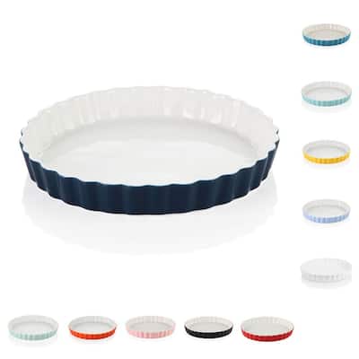 LOVECASA 11" One Piece Porcelain Round Pie Pan Quiche Pan