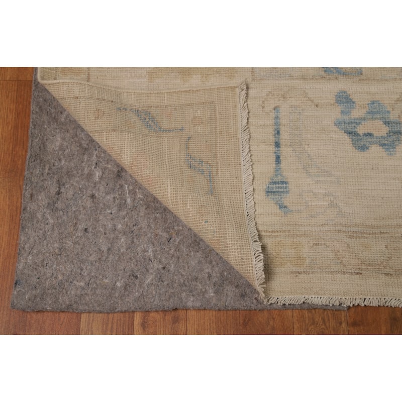 Hand Knotted Oriental 100% Wool Carpet Transitional All-Over Beige & Ivories Oushak Area Rug - 12' 0'' X 9' 0''