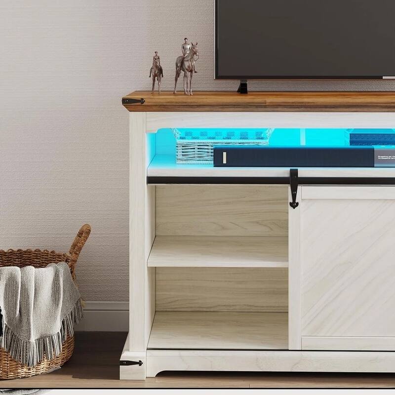 TV Stand with Power Outlet & LED Light For 75/70765 inch - 65 inches