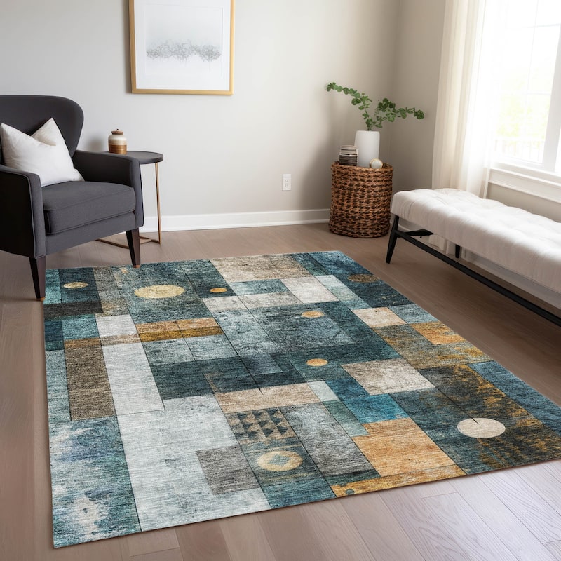 Machine Washable Indoor/ Outdoor Modern Deco Chantille Rug