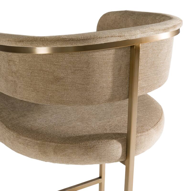 Modrest Sebastian Modern Brown Fabric & Antique Brass Counter Chair