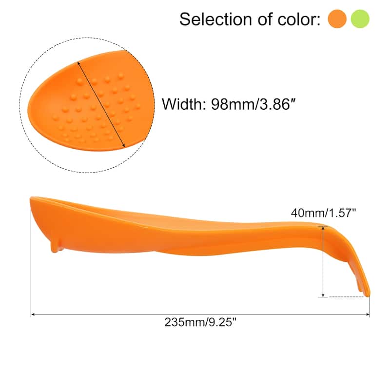 3.86" Silicone Spoon Rest Kitchen Utensil Holder, 1 Set - Orange, Green