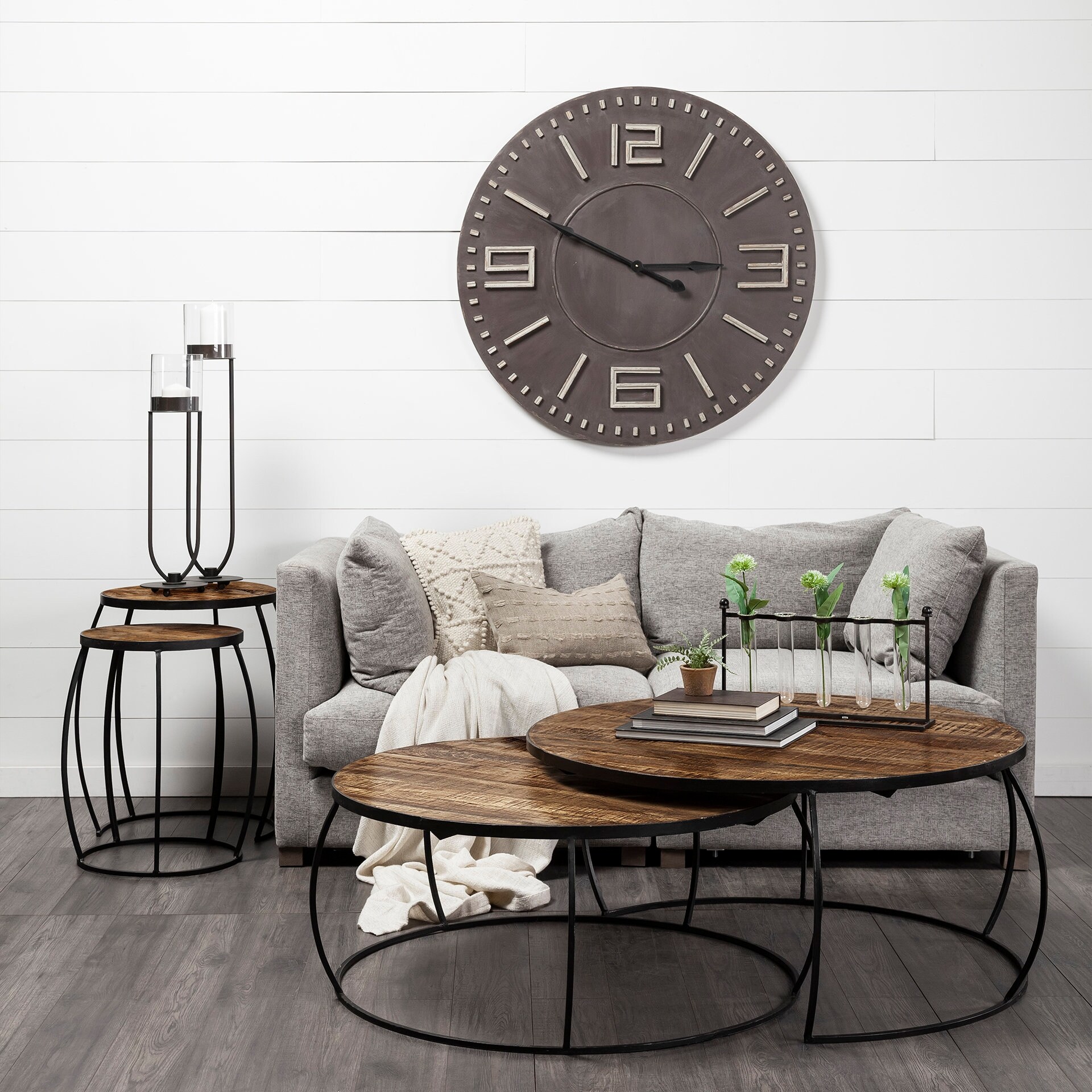 Marble & Wrought Iron Nesting Side Tables (15") | West Elm