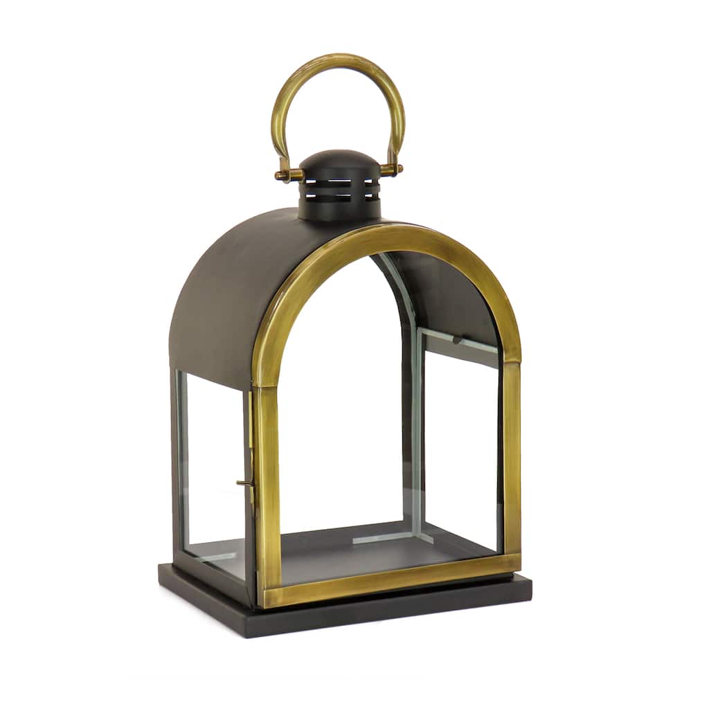 National Tree Company 18 in. HGTV Home Collection Dome Lantern, Christmas Themed Home Decor, Small, Black and Gold - 18 in