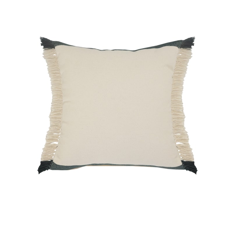 HomeRoots 20" X 20" Juniper Green Dark Green White And Linen 100% Cotton Striped Zippered Pillow