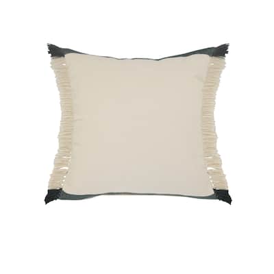 HomeRoots 20" X 20" Juniper Green Dark Green White And Linen 100% Cotton Striped Zippered Pillow