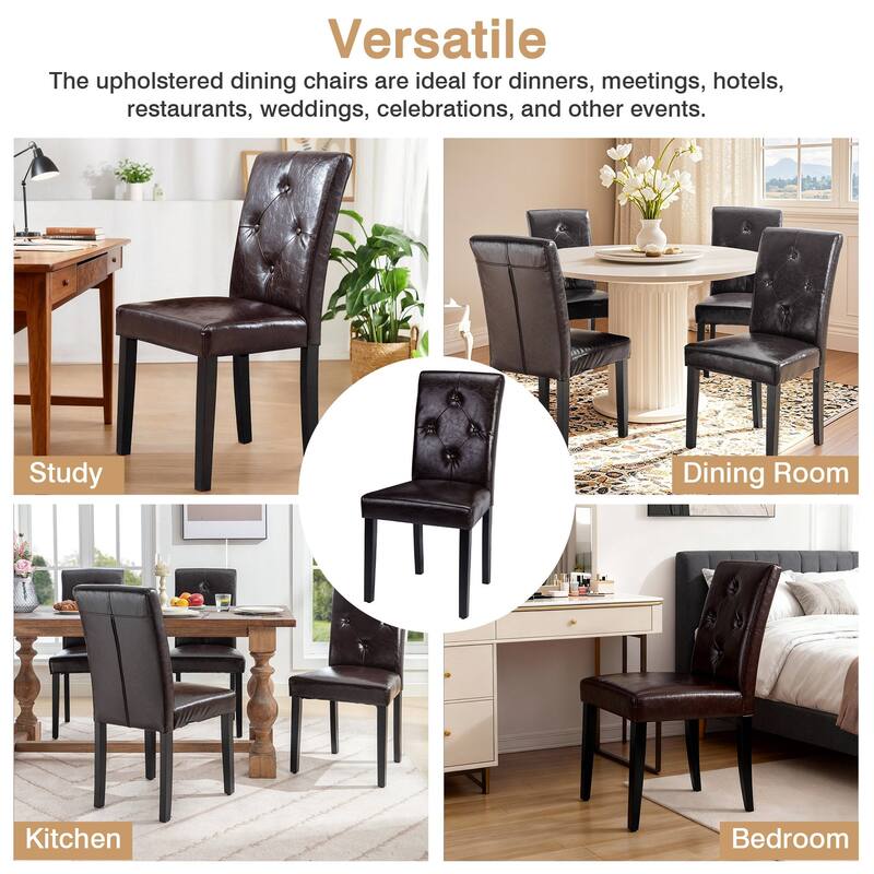 Javlergo Upholstered Dining Chairs Set of 4, Fabric or Faux Leather Dining Room Chair with Metal Legs