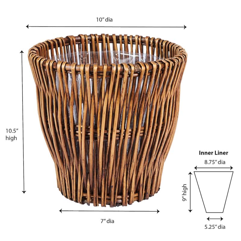 Household Essentials Handwoven Reed Willow Waste Basket with Removable Liner