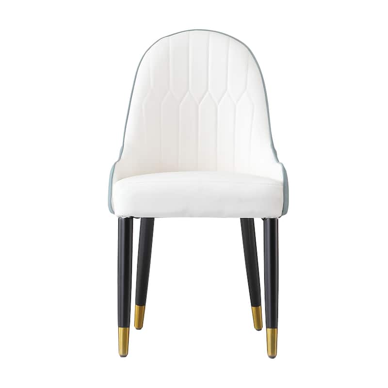 Modern Dining Chairs Set of 2 pcs Faux leather Dining Chair with Metal legs for Living Room/Dining Room/Reception Room
