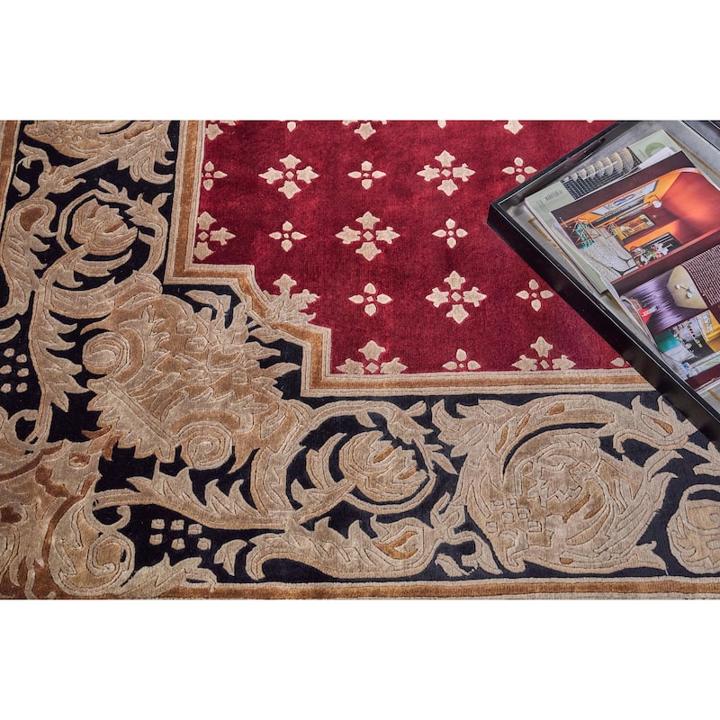 EXQUISITE RUGS ONE-OF-A-KIND Tibetan Weave Hand Knotted Red Rug - 9'1"x10'