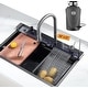 preview thumbnail 2 of 39, Lefton 304 Stainless Steel Waterfall Kitchen Sink Set with Pull-down Faucet KS2206 (Series) 33" x 22" (1 HP Garbage Disposal)