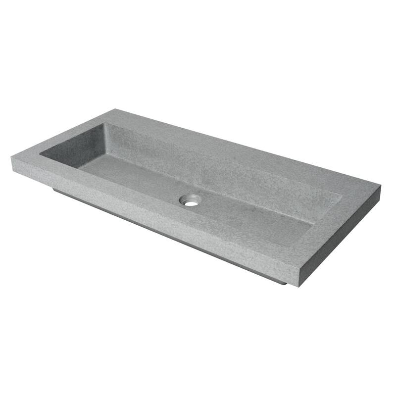 ALFI brand 40" Solid Concrete Gray Matte Trough Sink for the Bathroom
